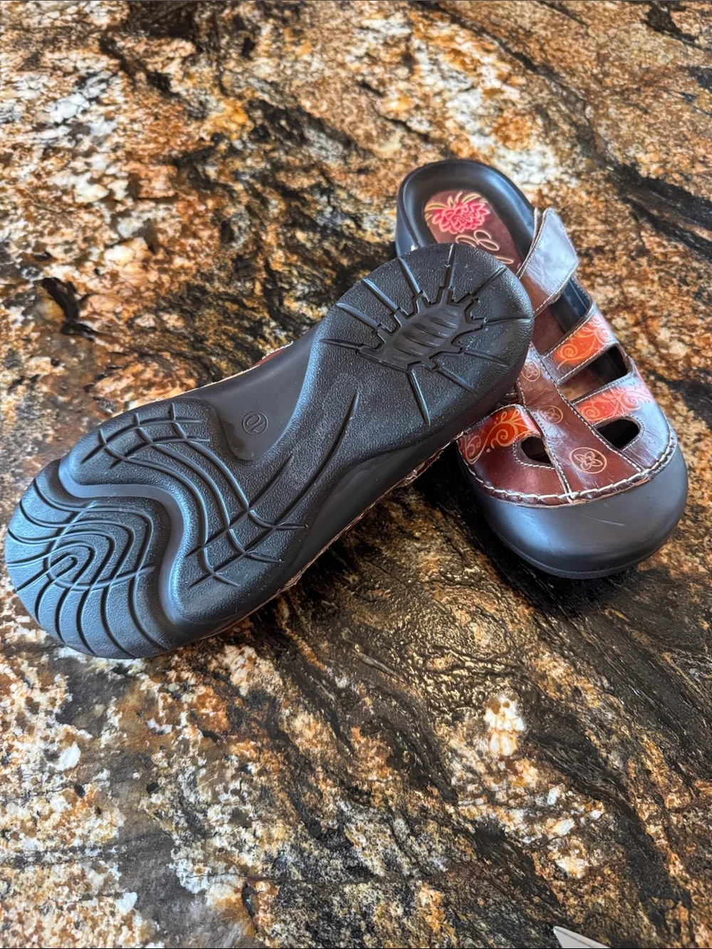 Brown and Orange Closed-Toe Sandals